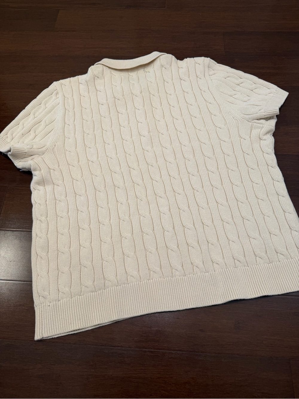 Ralph Lauren Cream Cable Knit Polo with Gold Button - Picture 10 of 12